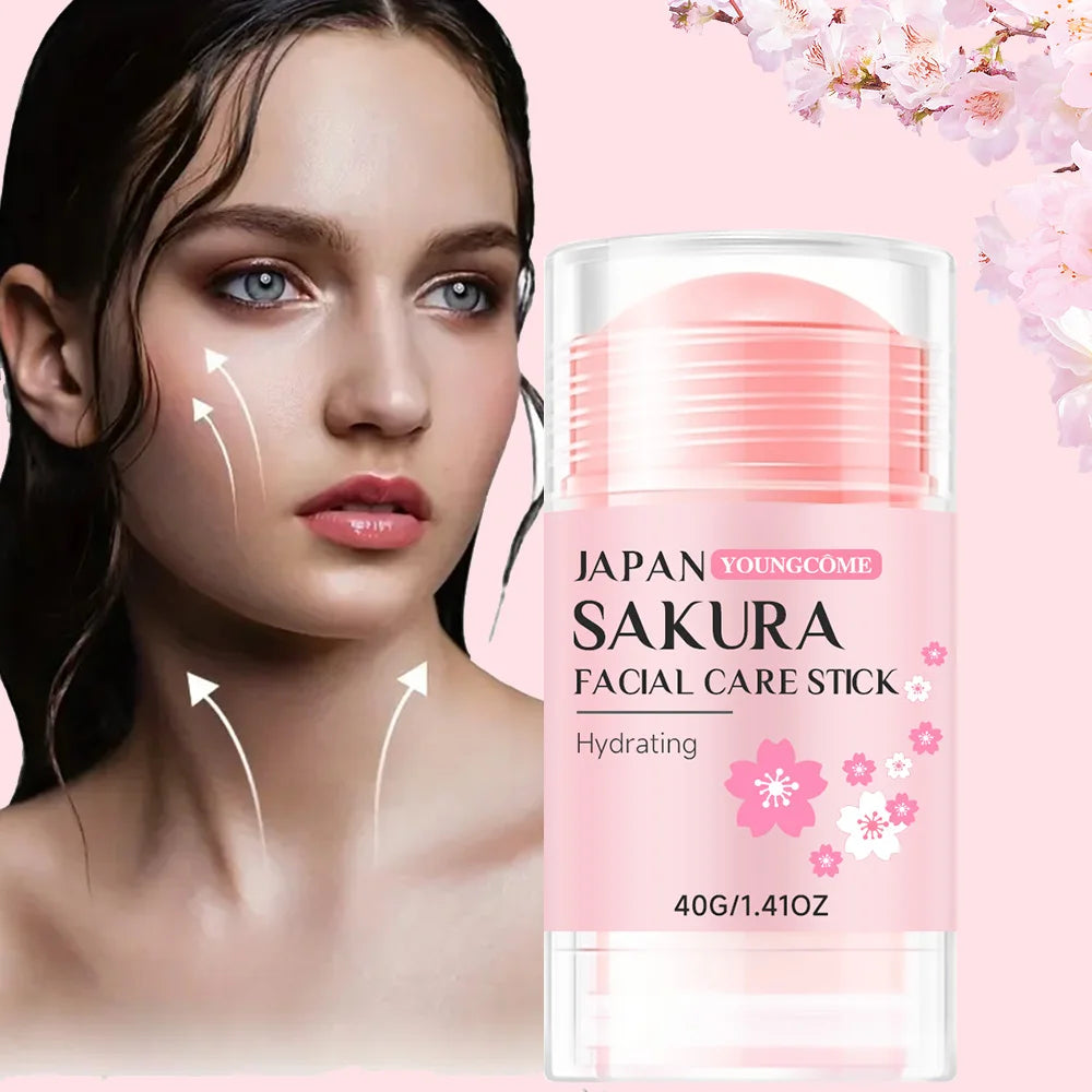 Sakura Facial Care Stick Hydrating Facial Care Moisturizing Cream Deep Hydration Suitable for Dry Aging Face Cream Skin Repair
