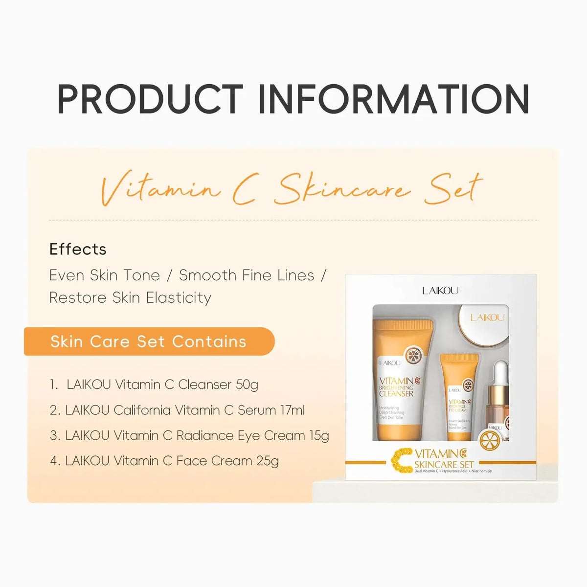 Anti Aging Vitamin C Brightening Skin Care Kit Hydrating Serum Moisturizer Eye Cream Face Treatment Cleanser
