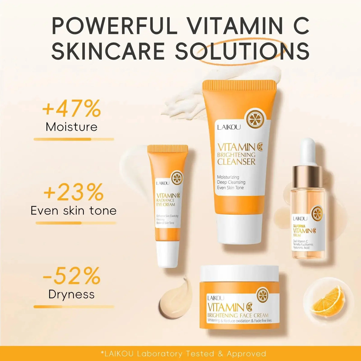 Anti Aging Vitamin C Brightening Skin Care Kit Hydrating Serum Moisturizer Eye Cream Face Treatment Cleanser